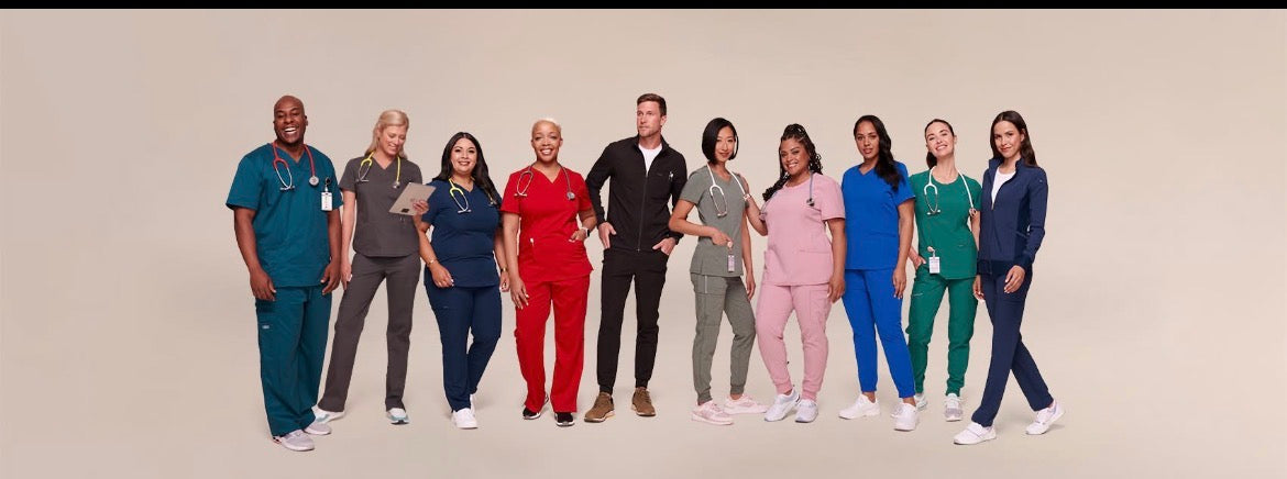 Comfortable medical scrubs in multiple colors"
